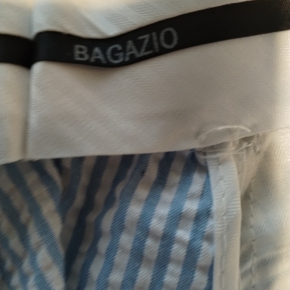 BAGAZIO STRIPED WHITE AND BLUE BALLROOM DANCE PANTS - Picture 5 of 6